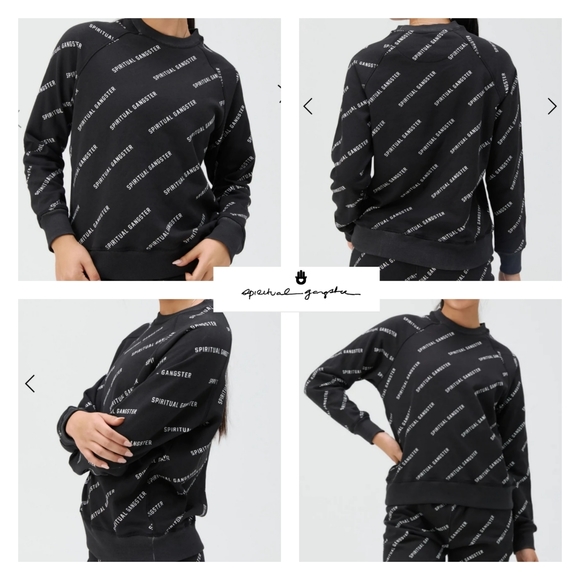 Spiritual Gangster Tops - Spiritual Gangster Logo Old School Sweatshirt in Black